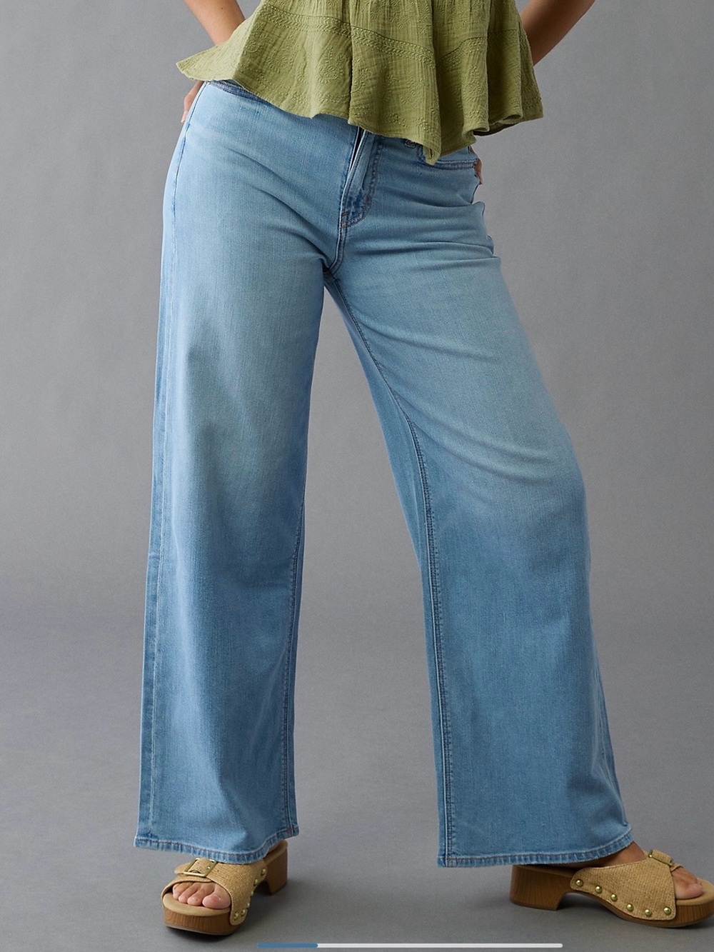 American Eagle Outfitters curvy super high rise baggy wide Leg